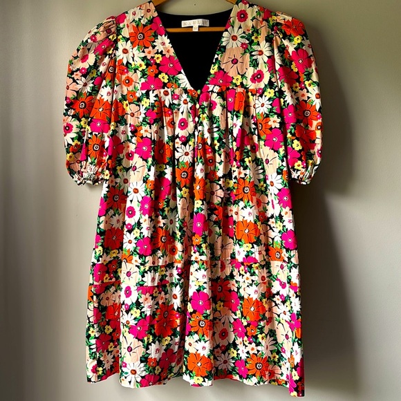 KARLIE Evermore floral puff sleeve dress size L - Picture 3 of 8